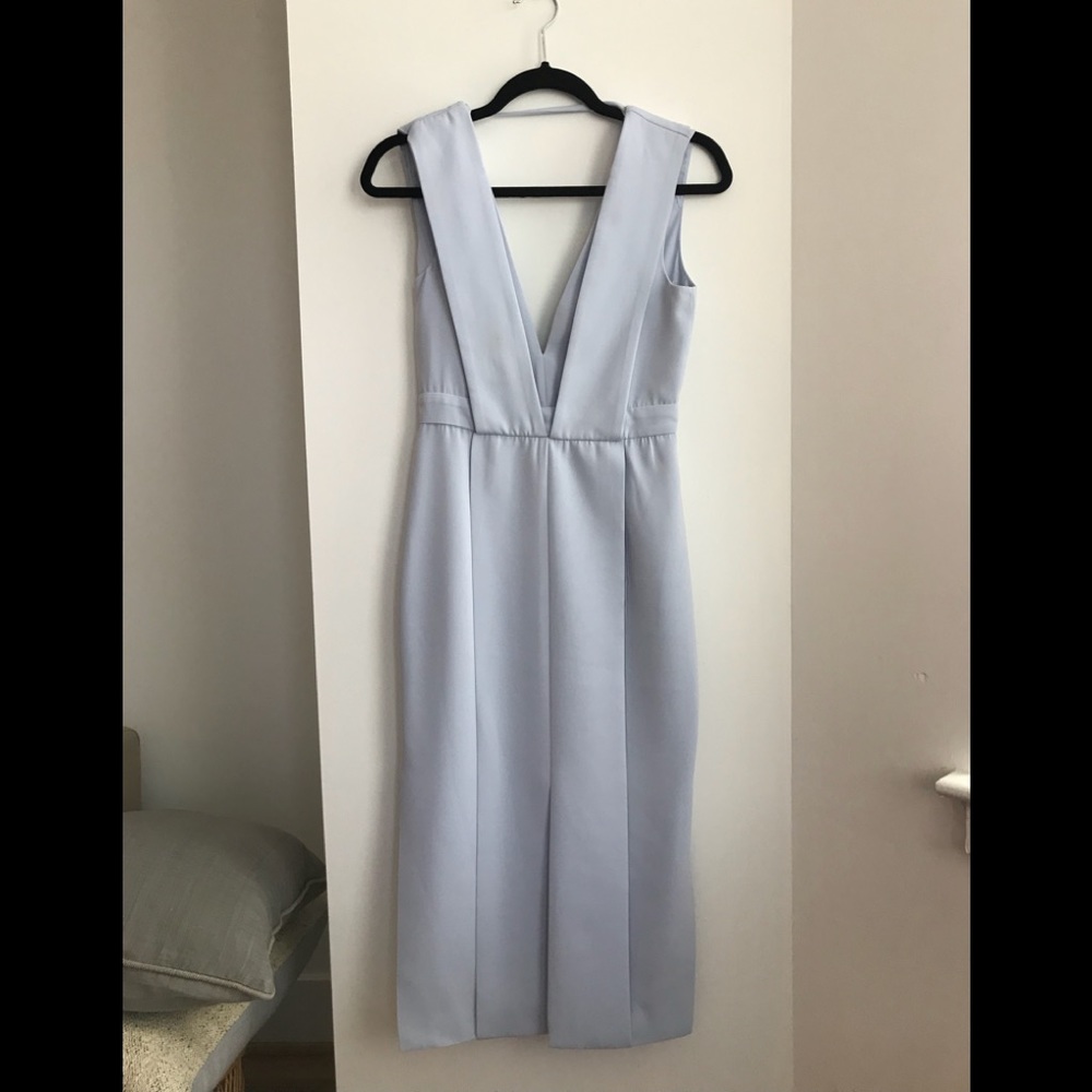 KEEPSAKE the Label Pale Blue Midi Dress with Deep V
